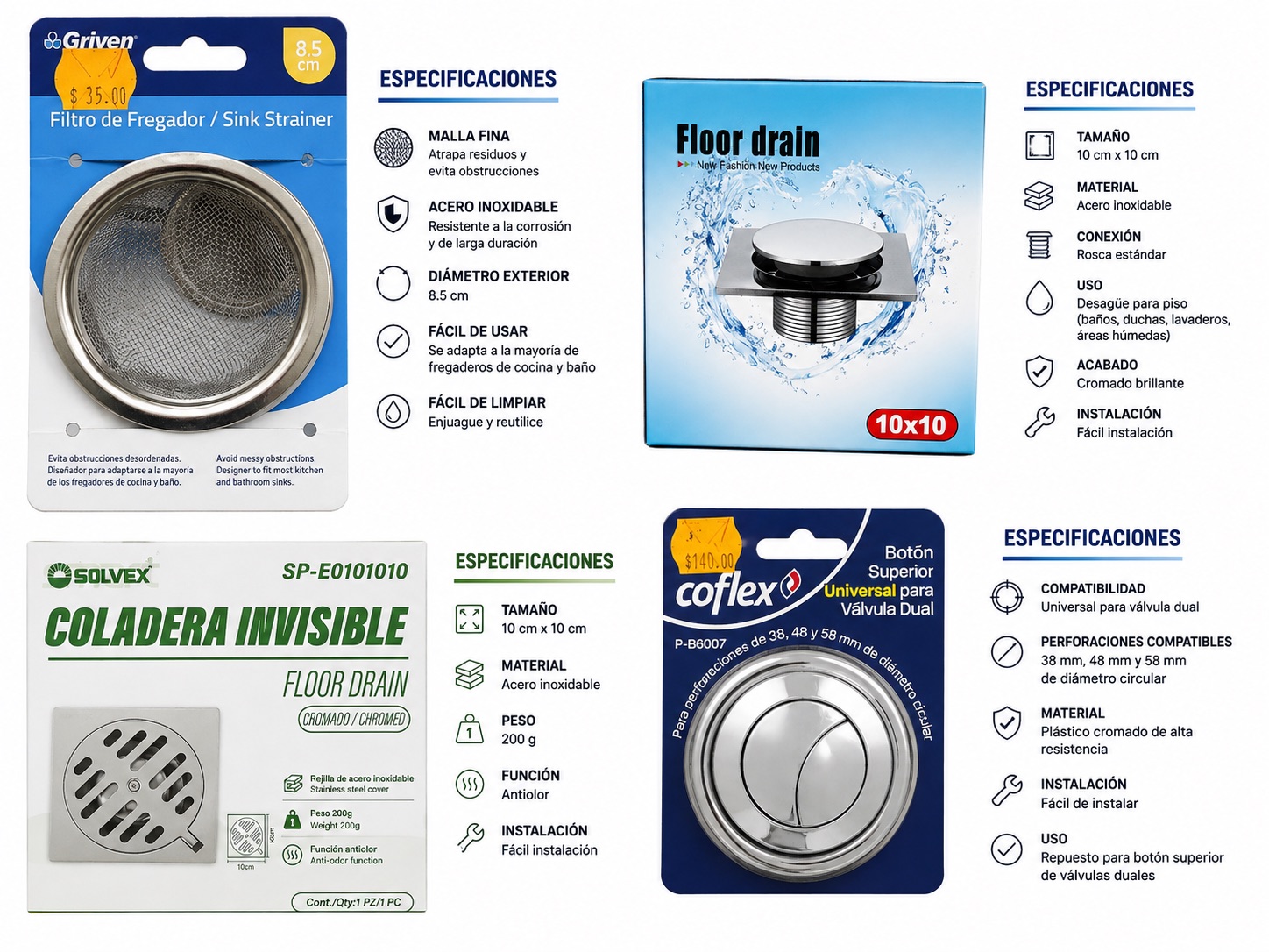 coladeras — materiales de construcción Ferrezun