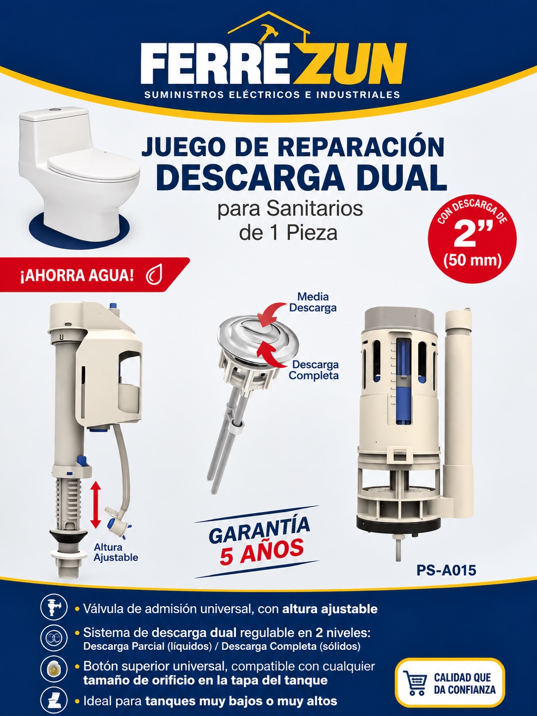 juego de reparación descarga dual  — materiales de construcción Ferrezun