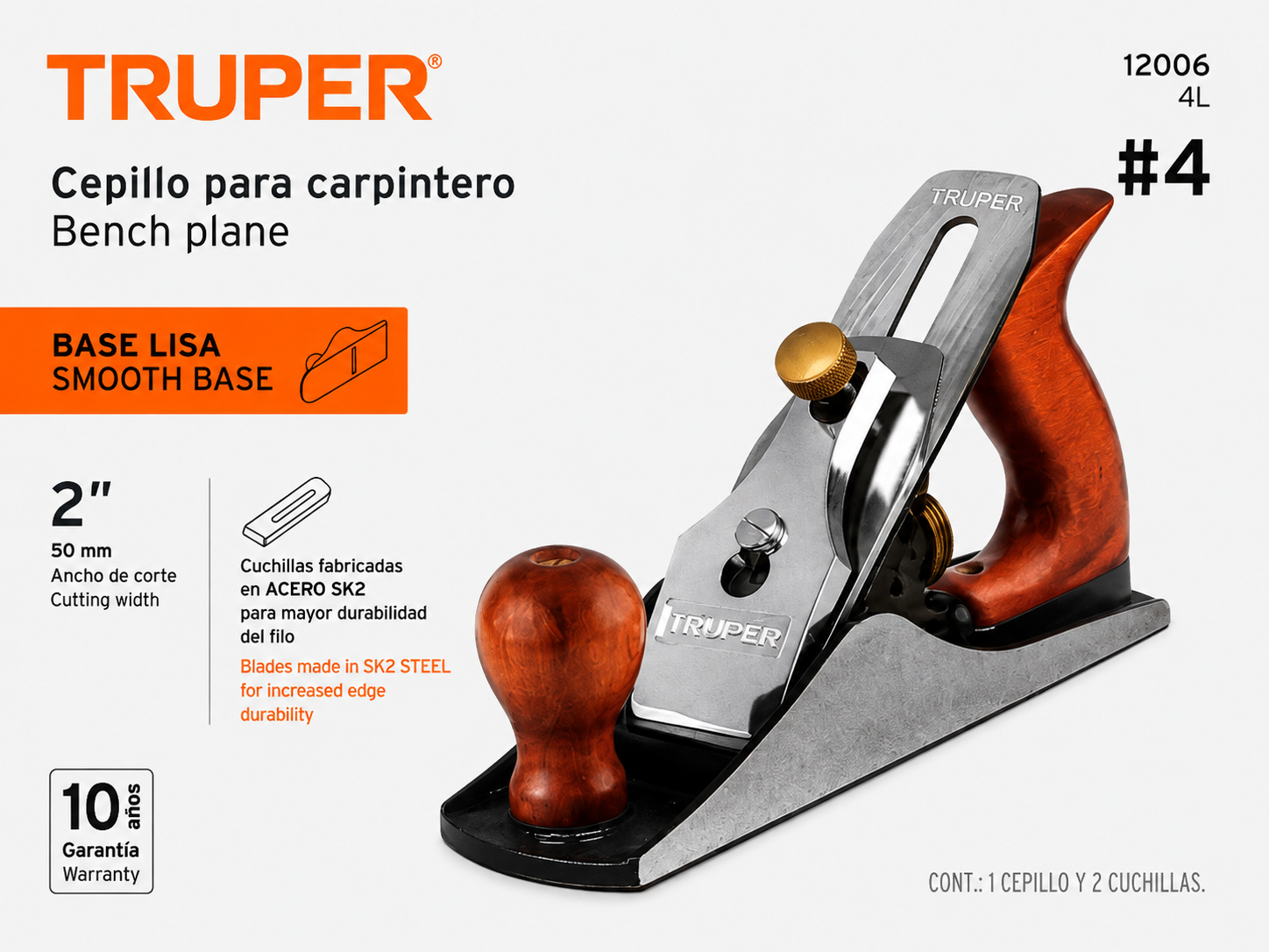 Cepillo para Carpintero TRUPER #4 — materiales de construcción Ferrezun