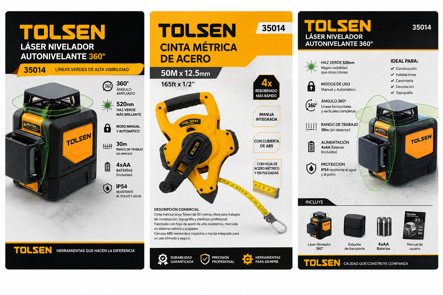Cinta Métrica de Acero TOLSEN 50 m — materiales y herramientas Ferrezun